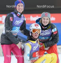 01.01.2017, Garmisch, Germany (GER): Anders Fannemel (NOR), Daniel Andre Tande (NOR), Tom Hilde (NOR), (l-r)  - FIS world cup ski jumping, four hills tournament, individual HS140, Garmisch (GER). www.nordicfocus.com. © Rauschendorfer/NordicFocus. Every downloaded picture is fee-liable.