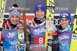 01.01.2017, Garmisch, Germany (GER): Kamil Stoch (POL), Daniel Andre Tande (NOR), Stefan Kraft (AUT), (l-r) - FIS world cup ski jumping, four hills tournament, individual HS140, Garmisch (GER). www.nordicfocus.com. © Rauschendorfer/NordicFocus. Every downloaded picture is fee-liable.