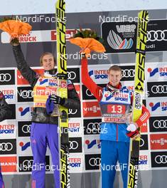 04.01.2017, Innsbruck, Austria (AUT): Daniel Andre Tande (NOR), Evgeniy Klimov (RUS), (l-r) - FIS world cup ski jumping, four hills tournament, individual HS130, Innsbruck (AUT). www.nordicfocus.com. © Rauschendorfer/NordicFocus. Every downloaded picture is fee-liable.