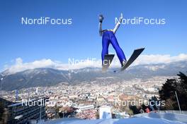 03.01.2017, Innsbruck, Austria (AUT): Stefan Huber (AUT) - FIS world cup ski jumping, four hills tournament, training, Innsbruck (AUT). www.nordicfocus.com. © Rauschendorfer/NordicFocus. Every downloaded picture is fee-liable.