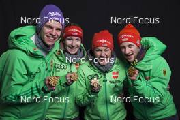 27.02.2017, Lahti, Finland (FIN): Andreas Wellinger (GER), Svenia Wuerth (GER), Carina Vogt (GER), Markus Eisenbichler (GER), (l-r)  - FIS nordic world ski championships, ski jumping, medals, Lahti (FIN). www.nordicfocus.com. © Modica/NordicFocus. Every downloaded picture is fee-liable.