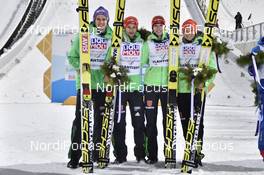 26.02.2017, Lahti, Finland (FIN): Andreas Wellinger (GER), Markus Eisenbichler (GER), Svenja Wuerth (GER), Carina Vogt (GER) - FIS nordic world ski championships, ski jumping, mixed team HS100, Lahti (FIN). www.nordicfocus.com. © Thibaut/NordicFocus. Every downloaded picture is fee-liable.