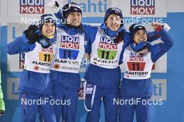 26.02.2017, Lahti, Finland (FIN): Yuki Ito (JPN), Daiki Ito (JPN), Taku Takeuchi (JPN), Sara Takanashi (JPN), (l-r) - FIS nordic world ski championships, ski jumping, mixed team HS100, Lahti (FIN). www.nordicfocus.com. © Thibaut/NordicFocus. Every downloaded picture is fee-liable.