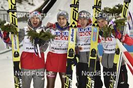 04.03.2017, Lahti, Finland (FIN): Kamil Stoch (POL), Maciej Kot (POL), Dawid Kubacki (POL), Piotr Zyla (POL) - FIS nordic world ski championships, ski jumping, team HS130, Lahti (FIN). www.nordicfocus.com. © Thibaut/NordicFocus. Every downloaded picture is fee-liable.