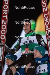 26.11.2017, Ruka, Finland (FIN): Peter Prevc (SLO), Jernej Damjan (SLO), Anze Semenic (SLO), (l-r)  - FIS world cup ski jumping, individual HS142, Ruka (FIN). www.nordicfocus.com. © Rauschendorfer/NordicFocus. Every downloaded picture is fee-liable.