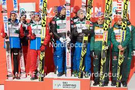 09.12.2017, Titisee-Neustadt, Germany (GER): Podium of the team jumping: Poland, Norway, Germany (l-r) - FIS world cup ski jumping, team HS142, Titisee-Neustadt (GER). www.nordicfocus.com. © Rauschendorfer/NordicFocus. Every downloaded picture is fee-liable.