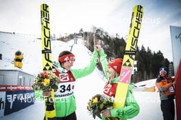 04.02.2017, Hinzenbach, Austria (AUT): Carina Vogt (GER), Katharina Althaus (GER), (l-r)  - FIS world cup ski jumping ladies, individual HS94, Hinzenbach (AUT). www.nordicfocus.com. © Modica/NordicFocus. Every downloaded picture is fee-liable.