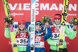 04.02.2017, Hinzenbach, Austria (AUT): Katharina Althaus (GER), Sara Takanashi (JPN), Carina Vogt (GER), (l-r) - FIS world cup ski jumping ladies, individual HS94, Hinzenbach (AUT). www.nordicfocus.com. © Modica/NordicFocus. Every downloaded picture is fee-liable.