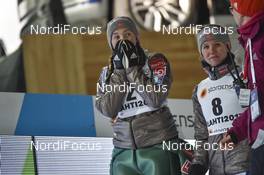 24.02.2017, Lahti, Finland (FIN): Silje Opseth (NOR), Anniken Mork (NOR) - FIS nordic world ski championships, ski jumping ladies, individual HS100, Lahti (FIN). www.nordicfocus.com. © Thibaut/NordicFocus. Every downloaded picture is fee-liable.