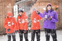 16.12.2017, Hinterzarten, Germany (GER): Nicole Maurer (CAN), Natasha Bodnarchuk (CAN), Abigail Strate (CAN), Taylor Henrich (CAN) - FIS world cup ski jumping ladies, team HS108, Hinterzarten (GER). www.nordicfocus.com. © Tumashov/NordicFocus. Every downloaded picture is fee-liable.