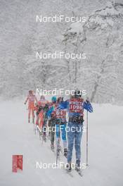 14.01.2017, Seefeld, Austria (AUT): group of athletes in the snowy forest   - Visma Ski Classics Kaiser Maximilian Lauf, Seefeld (AUT). www.nordicfocus.com. © Rauschendorfer/NordicFocus. Every downloaded picture is fee-liable.