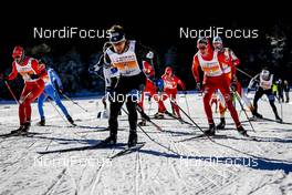22.01.2017, Lienz, Austria (AUT): Adrien Mougel (FRA), Ivan Perrilat-Boiteux (FRA), Candide Pralong (FRA), (l-r)  - FIS Marathon Cup Dolomitenlauf, Lienz (AUT). www.nordicfocus.com. © Bragotto/NordicFocus. Every downloaded picture is fee-liable.