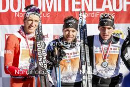 22.01.2017, Lienz, Austria (AUT): Candide Pralong (FRA), Ivan Perrilat-Boiteux (FRA), Loic Guigonnet (FRA), (l-r) - FIS Marathon Cup Dolomitenlauf, Lienz (AUT). www.nordicfocus.com. © Bragotto/NordicFocus. Every downloaded picture is fee-liable.