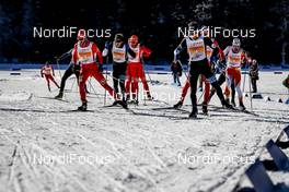 22.01.2017, Lienz, Austria (AUT): Adrien Mougel (FRA), Loic Guigonnet (FRA), Ivan Perrilat-Boiteux (FRA), Imanol Rojo (ESP), (l-r)  - FIS Marathon Cup Dolomitenlauf, Lienz (AUT). www.nordicfocus.com. © Bragotto/NordicFocus. Every downloaded picture is fee-liable.