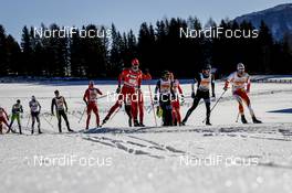 22.01.2017, Lienz, Austria (AUT): Bastien Poirrier (FRA), Ivan Perrilat-Boiteux (FRA), Imanol Rojo (ESP), (l-r)  - FIS Marathon Cup Dolomitenlauf, Lienz (AUT). www.nordicfocus.com. © Bragotto/NordicFocus. Every downloaded picture is fee-liable.