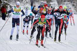 05.03.2017, Mora, Sweden (SWE): Rikard Tynell (SWE), Snorri Einarsson (ISL), Oeyvind Moen Fjeld (NOR), Jens Eriksson (SWE), Anders Aukland (NOR), (l-r) at the first sprint in Mangsbodarna  - Ski Classics Vasaloppet, Mora (SWE). www.nordicfocus.com. © Rauschendorfer/NordicFocus. Every downloaded picture is fee-liable.
