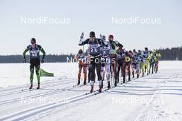 08.04.2017, Levi, Finland (FIN): Ermil Vokuev (RUS), Johan Kj¿lstad (NOR), Anton Karlsson (SWE), Morten Eide Pedersen (NOR), Andreas Nygaard (NOR), Petter Eliassen (NOR), (l-r) - Visma Ski Classics Yllaes-Levi, Levi (FIN). www.nordicfocus.com. © Manzoni/NordicFocus. Every downloaded picture is fee-liable.