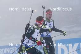 07.01.2018, Oberhof, Germany (GER): Johannes Kuehn (GER), Benedikt Doll (GER), (l-r) -  IBU world cup biathlon, relay men, Oberhof (GER). www.nordicfocus.com. © Manzoni/NordicFocus. Every downloaded picture is fee-liable.