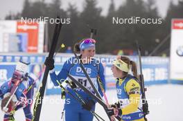 04.01.2018, Oberhof, Germany (GER): Susan Dunklee (USA), Anna Magnusson (SWE), (l-r) -  IBU world cup biathlon, sprint women, Oberhof (GER). www.nordicfocus.com. © Manzoni/NordicFocus. Every downloaded picture is fee-liable.