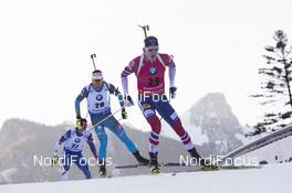10.01.2018, Ruhpolding, Germany (GER): Quentin Fillon Maillet (FRA), Johannes Thingnes Boe (NOR), (l-r) -  IBU world cup biathlon, individual men, Ruhpolding (GER). www.nordicfocus.com. © Manzoni/NordicFocus. Every downloaded picture is fee-liable.