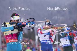 14.01.2018, Ruhpolding, Germany (GER): Martin Fourcade (FRA), Johannes Thingnes Boe (NOR), (l-r) -  IBU world cup biathlon, mass men, Ruhpolding (GER). www.nordicfocus.com. © Manzoni/NordicFocus. Every downloaded picture is fee-liable.