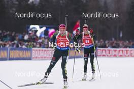 14.01.2018, Ruhpolding, Germany (GER): Denise Herrmann (GER), Maren Hammerschmidt (GER), (l-r) -  IBU world cup biathlon, mass women, Ruhpolding (GER). www.nordicfocus.com. © Manzoni/NordicFocus. Every downloaded picture is fee-liable.