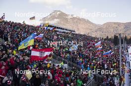 12.01.2018, Ruhpolding, Germany (GER): Event Feature: Fans on the grand stand -  IBU world cup biathlon, relay men, Ruhpolding (GER). www.nordicfocus.com. © Manzoni/NordicFocus. Every downloaded picture is fee-liable.
