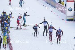 12.01.2018, Ruhpolding, Germany (GER): Jeremy Finello (SUI), Serafin Wiestner (SUI), Alexey Volkov (RUS), Maxim Tsvetkov (RUS), (l-r) -  IBU world cup biathlon, relay men, Ruhpolding (GER). www.nordicfocus.com. © Manzoni/NordicFocus. Every downloaded picture is fee-liable.