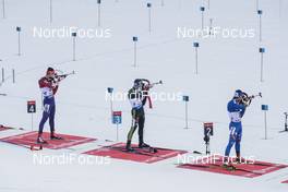 12.01.2018, Ruhpolding, Germany (GER): Timofei Lapshin (KOR), Erik Lesser (GER), Thomas Bormolini (ITA), (l-r) -  IBU world cup biathlon, relay men, Ruhpolding (GER). www.nordicfocus.com. © Manzoni/NordicFocus. Every downloaded picture is fee-liable.