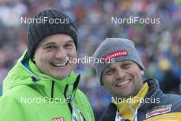 12.01.2018, Ruhpolding, Germany (GER): Didi Wolf (AUT), announcer ORF, Guenter Beck (AUT) -  IBU world cup biathlon, relay men, Ruhpolding (GER). www.nordicfocus.com. © Manzoni/NordicFocus. Every downloaded picture is fee-liable.