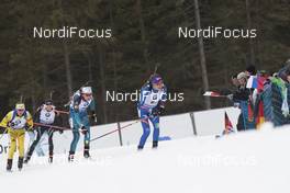 13.01.2018, Ruhpolding, Germany (GER): Anna Magnusson (SWE), Selina Gasparin (SUI), Chloe Chevalier (FRA), Nicole Gontier (ITA), (l-r) -  IBU world cup biathlon, relay women, Ruhpolding (GER). www.nordicfocus.com. © Manzoni/NordicFocus. Every downloaded picture is fee-liable.