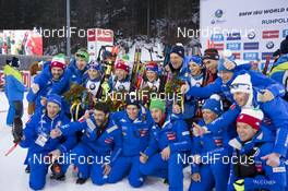 13.01.2018, Ruhpolding, Germany (GER): Dorothea Wierer (ITA), Federica Sanfilippo (ITA), Nicole Gontier (ITA), Lisa Vittozzi (ITA), (l-r) -  IBU world cup biathlon, relay women, Ruhpolding (GER). www.nordicfocus.com. © Manzoni/NordicFocus. Every downloaded picture is fee-liable.