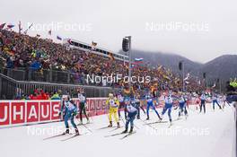 13.01.2018, Ruhpolding, Germany (GER): Anais Chevalier (FRA), Franziska Preuss (GER), Linn Persson (SWE), Valj Semerenko (UKR), Jessica Jislova (CZE), (l-r) -  IBU world cup biathlon, relay women, Ruhpolding (GER). www.nordicfocus.com. © Manzoni/NordicFocus. Every downloaded picture is fee-liable.