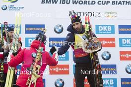 21.01.2018, Antholz, Italy (ITA): Johannes Thingnes Boe (NOR), Martin Fourcade (FRA), (l-r) -  IBU world cup biathlon, mass men, Antholz (ITA). www.nordicfocus.com. © Manzoni/NordicFocus. Every downloaded picture is fee-liable.