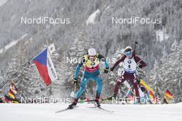 21.01.2018, Antholz, Italy (ITA): Martin Fourcade (FRA), Anton Shipulin (RUS) -  IBU world cup biathlon, mass men, Antholz (ITA). www.nordicfocus.com. © Manzoni/NordicFocus. Every downloaded picture is fee-liable.