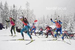 21.01.2018, Antholz, Italy (ITA): Laura Dahlmeier (GER), Justine Braisaz (FRA), Darya Domracheva (BLR), (l-r) -  IBU world cup biathlon, mass women, Antholz (ITA). www.nordicfocus.com. © Manzoni/NordicFocus. Every downloaded picture is fee-liable.