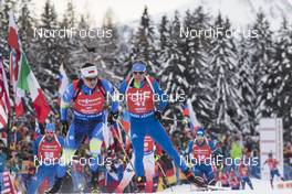 20.01.2018, Antholz, Italy (ITA): Vladimir Chepelin (BLR), Lowell Bailey (USA), (l-r) -  IBU world cup biathlon, pursuit men, Antholz (ITA). www.nordicfocus.com. © Manzoni/NordicFocus. Every downloaded picture is fee-liable.