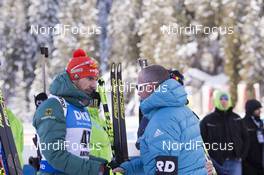 19.01.2018, Antholz, Italy (ITA): Arnd Peiffer (GER), Borut Nunar (SLO) IBU race director, (l-r) -  IBU world cup biathlon, sprint men, Antholz (ITA). www.nordicfocus.com. © Manzoni/NordicFocus. Every downloaded picture is fee-liable.