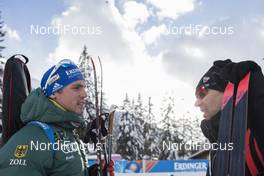 19.01.2018, Antholz, Italy (ITA): Simon Schempp (GER), Sylvain Fanjas-Claret (FRA), Rossignol Race Service, (l-r) -  IBU world cup biathlon, sprint men, Antholz (ITA). www.nordicfocus.com. © Manzoni/NordicFocus. Every downloaded picture is fee-liable.