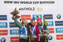 18.01.2018, Antholz, Italy (ITA): Laura Dahlmeier (GER), Tiril Eckhoff (NOR), Veronika Vitkova (CZE), (l-r) -  IBU world cup biathlon, sprint women, Antholz (ITA). www.nordicfocus.com. © Manzoni/NordicFocus. Every downloaded picture is fee-liable.