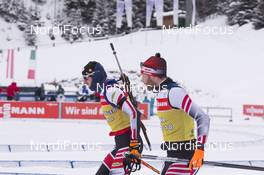 17.01.2018, Antholz, Italy (ITA): Dominik Landertinger (AUT), Simon Eder (AUT), (l-r) -  IBU world cup biathlon, training, Antholz (ITA). www.nordicfocus.com. © Manzoni/NordicFocus. Every downloaded picture is fee-liable.