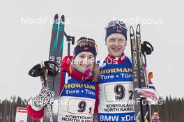 10.03.2018, Kontiolahti, Finland (FIN): Marte Olsbu (NOR), Johannes Thingnes Boe (NOR), (l-r) - IBU world cup biathlon, single mixed relay, Kontiolahti (FIN). www.nordicfocus.com. © Manzoni/NordicFocus. Every downloaded picture is fee-liable.