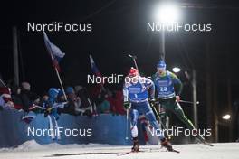 08.03.2018, Kontiolahti, Finland (FIN): Michal Krcmar (CZE), Simon Schempp (GER), (l-r) -  IBU world cup biathlon, sprint men, Kontiolahti (FIN). www.nordicfocus.com. © Manzoni/NordicFocus. Every downloaded picture is fee-liable.
