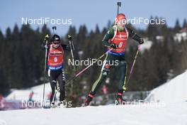 18.03.2018, Oslo, Norway (NOR): Fuyuko Tachizaki (JPN), Franziska Hildebrand (GER), (l-r) - IBU world cup biathlon, pursuit women, Oslo (NOR). www.nordicfocus.com. © Manzoni/NordicFocus. Every downloaded picture is fee-liable.
