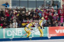 18.03.2018, Oslo, Norway (NOR): Fredrik Lindstroem (SWE), Sebastian Samuelsson (SWE), (l-r) - IBU world cup biathlon, relay men, Oslo (NOR). www.nordicfocus.com. © Manzoni/NordicFocus. Every downloaded picture is fee-liable.