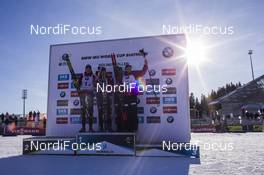 18.03.2018, Oslo, Norway (NOR): Johannes Thingnes Boe (NOR), Tarjei Boe (NOR), Henrik L'abee-Lund (NOR), Lars Helge Birkeland (NOR), (l-r) - IBU world cup biathlon, relay men, Oslo (NOR). www.nordicfocus.com. © Manzoni/NordicFocus. Every downloaded picture is fee-liable.