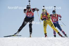 17.03.2018, Oslo, Norway (NOR): Lena Haecki (SUI), Mona Brorsson (SWE), Tiril Eckhoff (NOR), (l-r) - IBU world cup biathlon, relay women, Oslo (NOR). www.nordicfocus.com. © Manzoni/NordicFocus. Every downloaded picture is fee-liable.