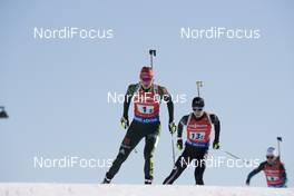 17.03.2018, Oslo, Norway (NOR): Denise Herrmann (GER), Sari Furuya (JPN), (l-r) - IBU world cup biathlon, relay women, Oslo (NOR). www.nordicfocus.com. © Manzoni/NordicFocus. Every downloaded picture is fee-liable.