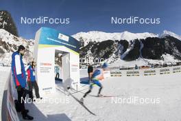 24.01.2018, Ridnaun, Italy (ITA): Event Feature: start of the competition with the IBU Cup Startgate - IBU Open European championships biathlon, individual men, Ridnaun (ITA). www.nordicfocus.com. © Manzoni/NordicFocus. Every downloaded picture is fee-liable.