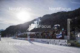 24.01.2018, Ridnaun, Italy (ITA): Event Feature: The finish line with the grand stand - IBU Open European championships biathlon, individual men, Ridnaun (ITA). www.nordicfocus.com. © Manzoni/NordicFocus. Every downloaded picture is fee-liable.